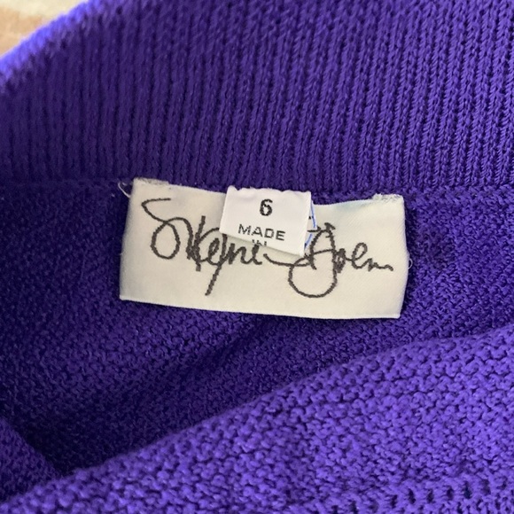Vintage St. John 3 piece set sz S/6 purple knit - Jacket, Pants, Skirt 1980’s - Picture 3 of 17